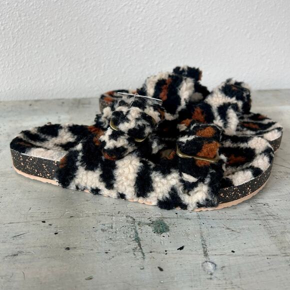 New Secret treasure animal print faux fur sharpa mobwife strappy sandals 7 - Picture 7 of 15